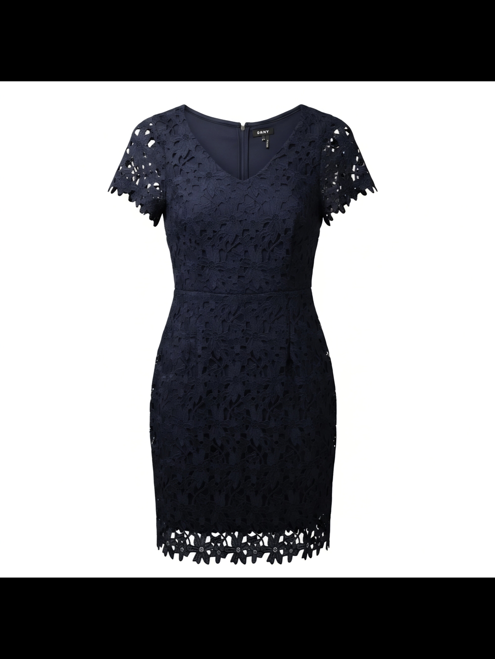 DKNY Navy Floral Lace V‑Neck Dress - Picture 4 of 14